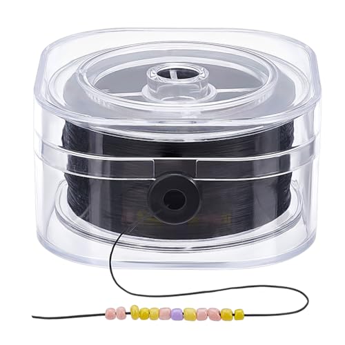 PH PandaHall 175 Yards Schwarze Elastische Schnur 0.3mm Flache Elastische Kordel Zum Perlenfaden Mit Aufbewahrungstasche Für Armbänder Halsketten Schmuckherstellung von PH PandaHall