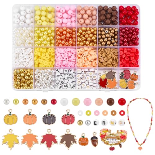 PH PandaHall 1760 Stück + Herbstperlen für Armbänder, Thanksgiving-Schmuckperlen, Herbst-Gelb-Orange, Acryl-Buchstaben-Perlen, Kürbis-Ahorn-Anhänger für Schmuckherstellung, Herbst, Erntedankfest PH PandaHall 1760 Stück + Herbstperlen für Armbänder, Thanksgiving-Schmuckperlen, Herbst-Gelb-Orange, Acryl-Buchstaben-Perlen, Kürbis-Ahorn-Anhänger für Schmuckherstellung, Herbst, Erntedankfest von PH PandaHall