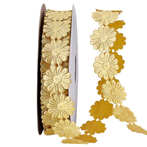 PH PandaHall 18.3m Goldene Gänseblümchen Blumenborte 25mm Band Stickerei Spitzenbesatz Gänseblümchenband Zum Beschneiden Nähen Basteln Kleider Haare Brautschmuck Hochzeitsdekor PH PandaHall 18.3m Goldene Gänseblümchen Blumenborte 25mm Band Stickerei Spitzenbesatz Gänseblümchenband Zum Beschneiden Nähen Basteln Kleider Haare Brautschmuck Hochzeitsdekor von PH PandaHall