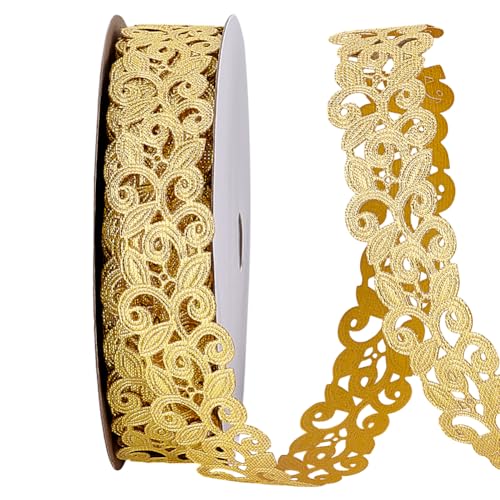 PH PandaHall 18.3m Goldene Spitzenborte Zum Nähen Stickereien 25mm Jacquard Borten Florales Spitzenbesatzband Zum Nähen von Kostümen Kleidern Hüten Dekoration PH PandaHall 18.3m Goldene Spitzenborte Zum Nähen Stickereien 25mm Jacquard Borten Florales Spitzenbesatzband Zum Nähen von Kostümen Kleidern Hüten Dekoration von PH PandaHall