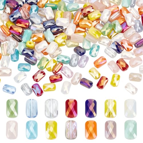 PH PandaHall 180 Stück 12 Farben Facettierte Glasperlen 7x4mm Rechteckige Kristallperle Regenbogen Plattierte Funkelnde Perle Zur Schmuckherstellung Loch: 0.6~1mm PH PandaHall 180 Stück 12 Farben Facettierte Glasperlen 7x4mm Rechteckige Kristallperle Regenbogen Plattierte Funkelnde Perle Zur Schmuckherstellung Loch: 0.6~1mm von PH PandaHall