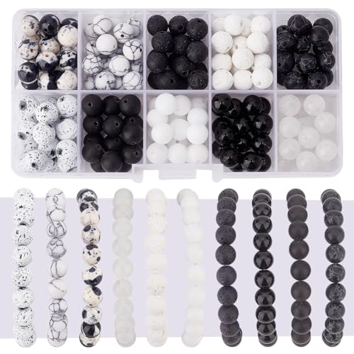 PH PandaHall 180PCS Edelstein Perlen 8mm, Schwarz Weiß Stein Perlen 10 Styles Marmor Perlen Lava Rock Perlen Jade Perlen Türkis Perlen Lose Perlen Für Armbänder Halsketten Schmuckherstellung PH PandaHall 180PCS Edelstein Perlen 8mm, Schwarz Weiß Stein Perlen 10 Styles Marmor Perlen Lava Rock Perlen Jade Perlen Türkis Perlen Lose Perlen Für Armbänder Halsketten Schmuckherstellung von PH PandaHall