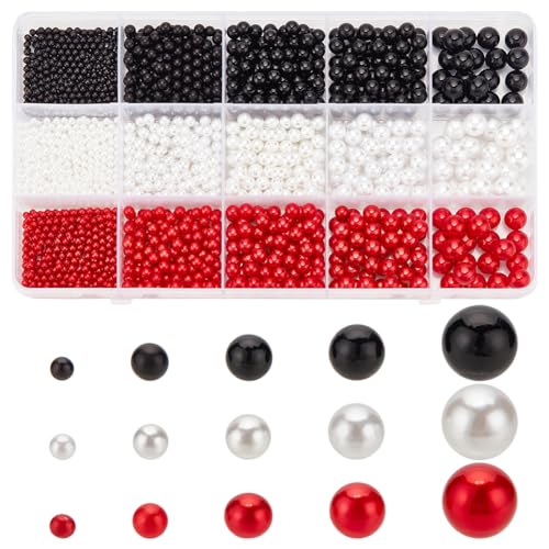 PH PandaHall 1860 Stück 5 Größen Vasenfüller Perlen Ungebohrte Perlen 2.5/4/5/6/8 mm Acrylperlen Schwimmende Perlen Perle Ohne Loch Für Vasenfüller Partydekor Schwarz/Weiß/Rot von PH PandaHall