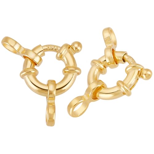 PH PandaHall 18K Gold plattiert Frühling Ring Clasps 925 Sterling Silber Verschlüsse 2pcs Runde schließen Clasp 10 mm Schmuck Link Verbinder für DIY Halsketten Armbänder Fußkettchen Schmuckherstellung von PH PandaHall
