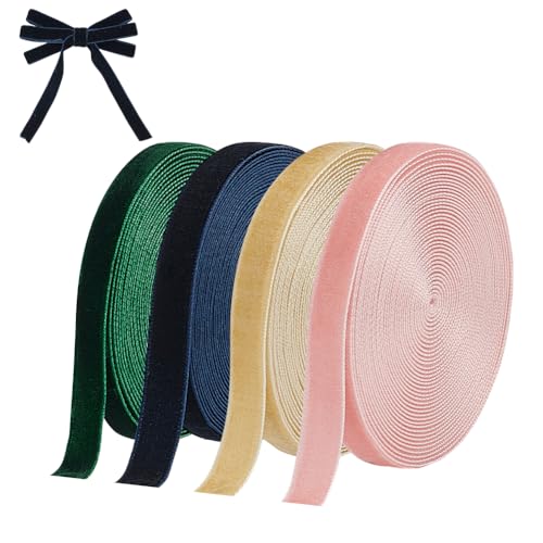 PH PandaHall 18m Samtband 4 Farben Einseitiges Satinband 10mm dünnes Farbband Rolle Weihnachtsband für Geschenkverpackungen, Haarschleifen Kostüm Basteln Weihnachtsbaum Kranz Dekoration PH PandaHall 18m Samtband 4 Farben Einseitiges Satinband 10mm dünnes Farbband Rolle Weihnachtsband für Geschenkverpackungen, Haarschleifen Kostüm Basteln Weihnachtsbaum Kranz Dekoration von PH PandaHall