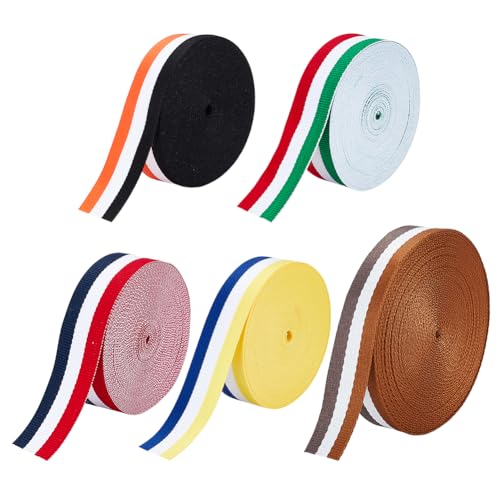 PH PandaHall 2,54cm schweres Polyester Gurtband, 5 Stile flache Taschengurte aus Nylon Gurtbandband Schwere Gurtbandrollen für Bastelprojekte Unterwäsche Stoffgürtel und Taschenherstellung, 45,7m PH PandaHall 2,54cm schweres Polyester Gurtband, 5 Stile flache Taschengurte aus Nylon Gurtbandband Schwere Gurtbandrollen für Bastelprojekte Unterwäsche Stoffgürtel und Taschenherstellung, 45,7m von PH PandaHall