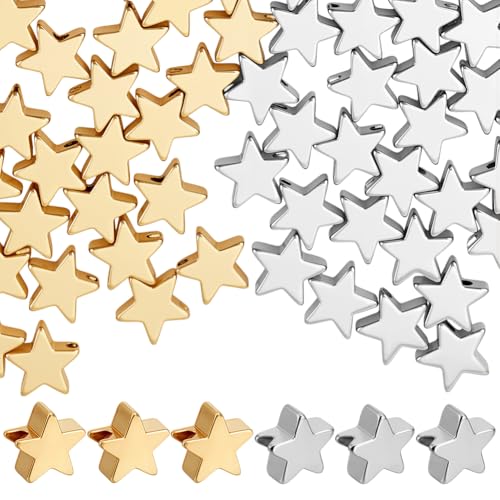 PH PandaHall 2 Farben 100Stück 18K Gold Plated Star Perlen 8mm Twinkle Star Perlen Golden Silber Langlebige Spacer Perle Sterne geformt Handwerk Perle für Schmuckherstellung Halskette Armband Ohrring PH PandaHall 2 Farben 100Stück 18K Gold Plated Star Perlen 8mm Twinkle Star Perlen Golden Silber Langlebige Spacer Perle Sterne geformt Handwerk Perle für Schmuckherstellung Halskette Armband Ohrring von PH PandaHall