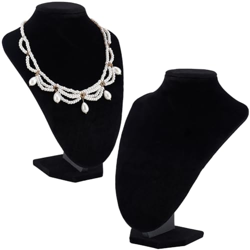 PH PandaHall 2 Pack Kleine Samt Halskette Kettenhalter, Halskette Mannequin Büste Schmuck Organizer Displays Anhänger Choker Halter Stand Schmuck Modell Organizer für Schmuck Organisation (schwarz) PH PandaHall 2 Pack Kleine Samt Halskette Kettenhalter, Halskette Mannequin Büste Schmuck Organizer Displays Anhänger Choker Halter Stand Schmuck Modell Organizer für Schmuck Organisation (schwarz) von PH PandaHall