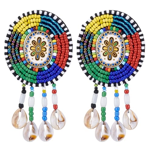 PH PandaHall 2 Stk. Perlmuttbewehrte Stickpatches 6cm Perlmuttblumenapplikationen Mit Muscheln Perlbekleidung Für Bekleidung Stickerei Kleider Taschen von PH PandaHall