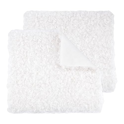 PH PandaHall 2 x weißer, gelockter Stoff, Wolle, Plüschstoff, Kunstfell, Sherpa-Fleece-Stoff für Heimwerker, Nähen, Kostüme, Kissen, Teppiche, Decken, Heimdekoration, 42 x 37 cm von PH PandaHall