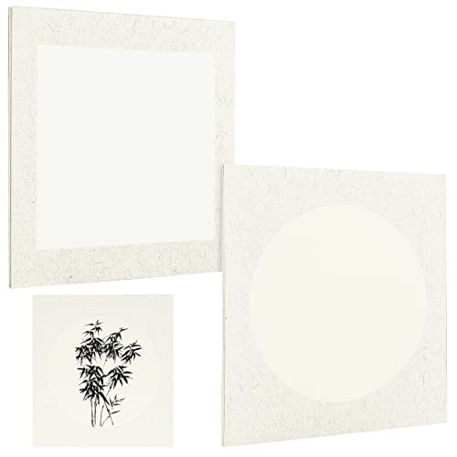 PH PandaHall 20 Blatt vormontiertes Shikishi-Papier, rohes Xuan-Papier, Shikishi-Tafel, chinesisches Kalligraphiezubehör, Zeichen-Reispapier für Sumie-Malerei, Dekoration, 24.9x27.2 cm von PH PandaHall