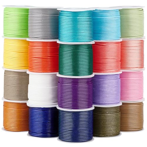PH PandaHall 20 Farbe 1.5 mm Gewachster Polyesterfaden 20 Rollen 218.7 Yards Perlenschnur Für Armbänder Halsketten Schmuck DIY Basteln Taillenperlen Makramee Zubehör von PH PandaHall