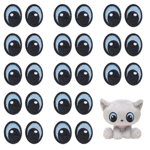 PH PandaHall 20 Paar Blaue Schwarze Augen Aufnäher, Niedliche Augen Stickerei Patches Polyester aufnähen Augen Patch Dekorative Cartoon-Augen Aufnäher für Kleidung Hut Rucksack Schuhe Jacke, 20x15.5mm PH PandaHall 20 Paar Blaue Schwarze Augen Aufnäher, Niedliche Augen Stickerei Patches Polyester aufnähen Augen Patch Dekorative Cartoon-Augen Aufnäher für Kleidung Hut Rucksack Schuhe Jacke, 20x15.5mm von PH PandaHall