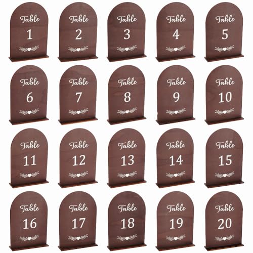 PH PandaHall 20 Sätze Tischnummern aus Holz, Tischnummern-Schilder 1-20 Bogen Hochzeitszahlen Set Einseitiges hölzernes Nummernschild mit Sockel für Hochzeitsempfang Brown 18.3x13 cm PH PandaHall 20 Sätze Tischnummern aus Holz, Tischnummern-Schilder 1-20 Bogen Hochzeitszahlen Set Einseitiges hölzernes Nummernschild mit Sockel für Hochzeitsempfang Brown 18.3x13 cm von PH PandaHall