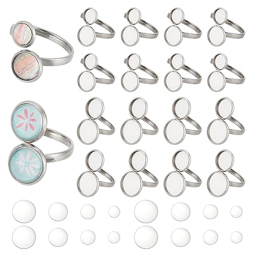 PH PandaHall 20 Stück 2 Stile Fingerring Rohlingsbasis Verstellbare Flache 0.2 Ring Basis Verstellbarer Ring Mit Tablett Ring Basispolster Mit 10 Stück 5.5/7.5/9.5/11.5mm Cabochon Für DIY Ring PH PandaHall 20 Stück 2 Stile Fingerring Rohlingsbasis Verstellbare Flache 0.2 Ring Basis Verstellbarer Ring Mit Tablett Ring Basispolster Mit 10 Stück 5.5/7.5/9.5/11.5mm Cabochon Für DIY Ring von PH PandaHall