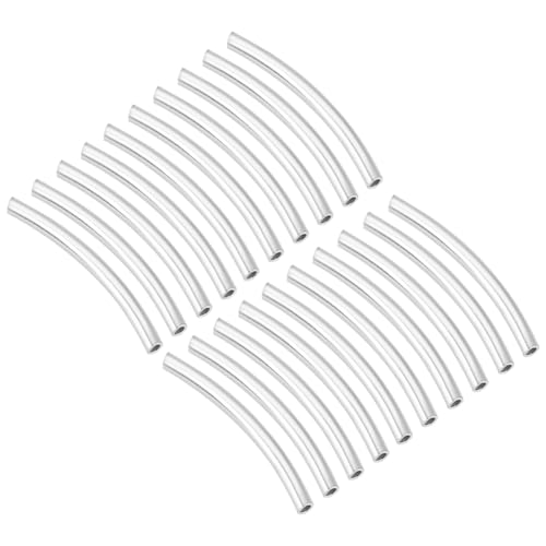 PH PandaHall 20 Stück 925 Sterling Silber Gebogene Röhrenperlen 20mm Gebogener Nudelrohr Abstandshalter Verbinder Lange Perlen Armbandrohr Splitter Lose Perlen Zur Schmuckherstellung von PH PandaHall