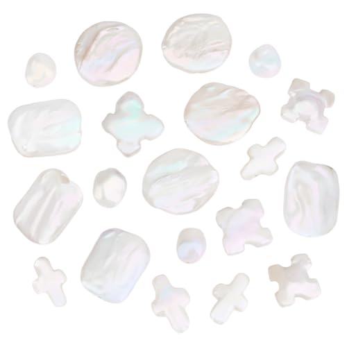 PH PandaHall 20 Stück Barockperlen 5 Stile Unregelmäßig Rund Flach Rechteckig Kreuz Naturperlen Für Schmuckherstellung Basteln 8~21mm Bohrung: 0.5~0.8mm von PH PandaHall