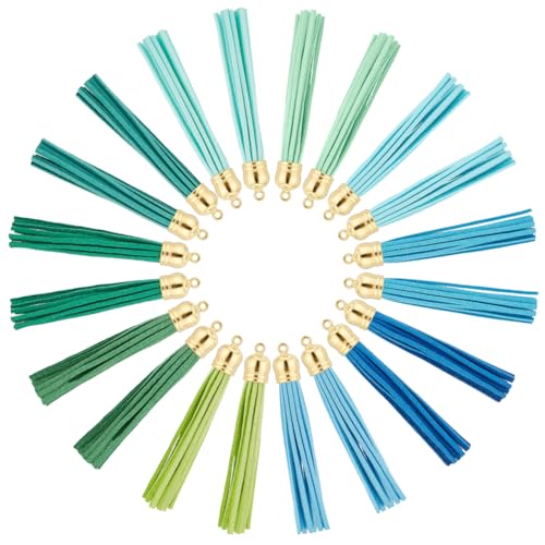 PH PandaHall 20 Stück Blau Grün Quasten Faux Wildleder Quaste Schlüsselanhänger Anhänger Leder Quasten Schlüsselanhänger Charms Groß Für Schlüsselanhänger Taschen Handygurte,3.3~3.5cm PH PandaHall 20 Stück Blau Grün Quasten Faux Wildleder Quaste Schlüsselanhänger Anhänger Leder Quasten Schlüsselanhänger Charms Groß Für Schlüsselanhänger Taschen Handygurte,3.3~3.5cm von PH PandaHall