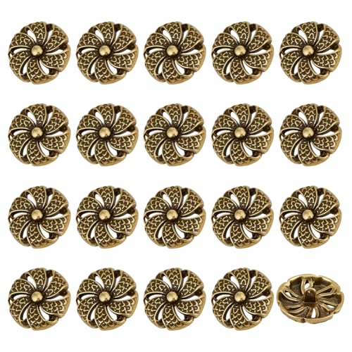 PH PandaHall 20 Stück Blumen-Knöpfe mit Stiel 25 mm großer Metallknopf in Blumenform Antike Bronzeknöpfe zum Annähen Vintage-Knöpfe zur Dekoration für Kleidung, Kostüme, Bastelprojekte, Mäntel, Jacken PH PandaHall 20 Stück Blumen-Knöpfe mit Stiel 25 mm großer Metallknopf in Blumenform Antike Bronzeknöpfe zum Annähen Vintage-Knöpfe zur Dekoration für Kleidung, Kostüme, Bastelprojekte, Mäntel, Jacken von PH PandaHall