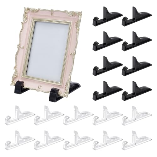 PH PandaHall 20 Stück Fotorahmen-Displayständer Resin-Staffelei-Ständer Schwarzer, transparenter Plattenhalter Bilderhalter für Hochzeitsbücher, Heim dekoration, Geburtstage, Tische, 11 x 1,4 x 4,9 cm von PH PandaHall