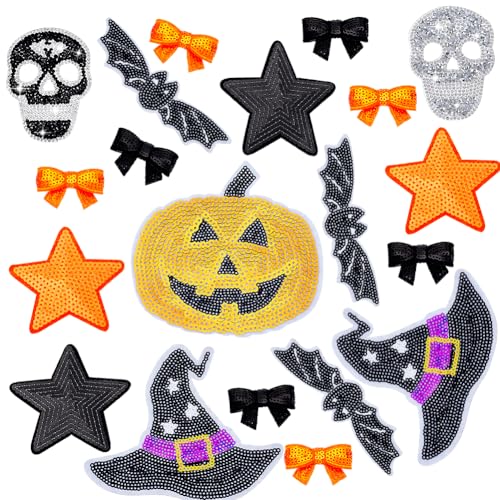 PH PandaHall 20 Stück Halloween Flicken Zum Aufbügeln Kürbis Schleife Totenkopf Stern Fledermaus Stickerei Pailletten Flicken Reparaturflicken Für Halloween Kleidung Jeans Mütze Dector 3.3~12.8cm PH PandaHall 20 Stück Halloween Flicken Zum Aufbügeln Kürbis Schleife Totenkopf Stern Fledermaus Stickerei Pailletten Flicken Reparaturflicken Für Halloween Kleidung Jeans Mütze Dector 3.3~12.8cm von PH PandaHall