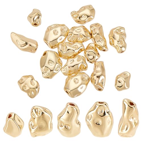 PH PandaHall 20 Stück Unregelmäßige Goldperlen Im 5 Stil 14K Vergoldete Twist Spacer Perlen Metall Spacer Perlen Gold Lose Verbindungsperlen Für DIY Halskette Ohrringe Schmuckherstellung Basteln von PH PandaHall