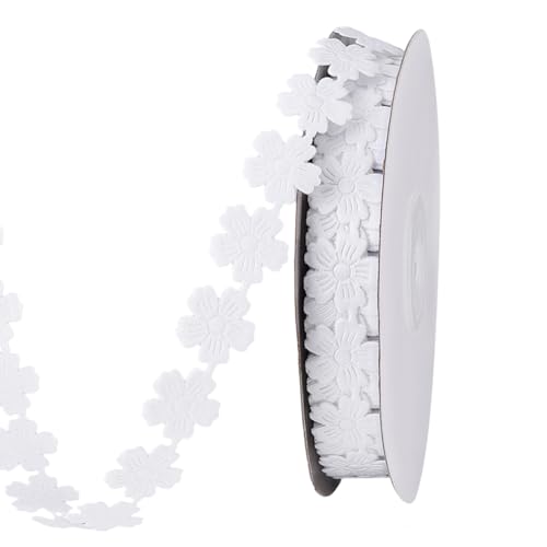 PH PandaHall 20 Yards Blumenband 3/4 Zoll (18mm) Weißes Prägeband Dekorativer Spitzenbesatz Aus Polyester Mit Blumenmuster Zum Verpacken von Geburtstagsgeschenken von PH PandaHall