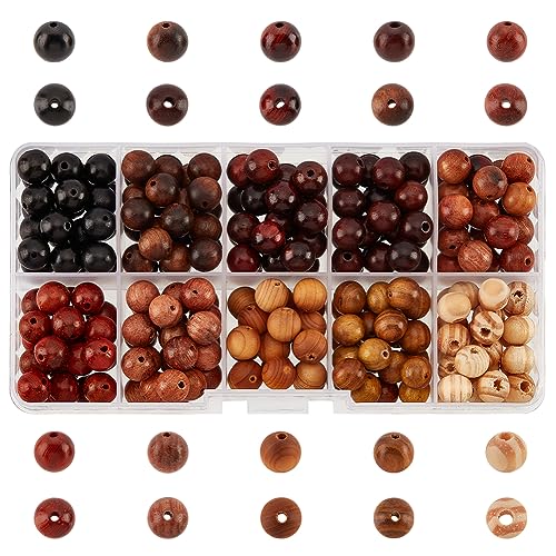 PH PandaHall 200 Stück 10 Farben 8mm Natürliche Holzperlen Runde Lose Holzperlen Große Auswahl An Natürlichen Holzperlen Für Schmuckherstellung Basteln DIY Armband Halskette Ohrringe Ostern von PH PandaHall