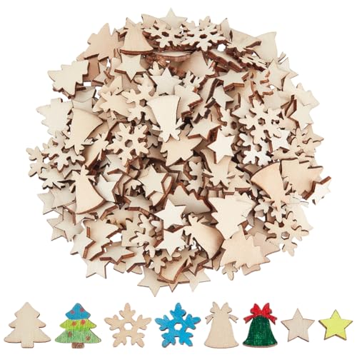 PH PandaHall 200 Stück 4 Stile Holz Weihnachtsdekorationen Mini Holzsterne Glocke Unfertige Holz Schneeflockenstücke Weihnachtsbaum Blanke Holzausschnitte Deko für Weihnachtsfeier DIY-Handwerk Dekor PH PandaHall 200 Stück 4 Stile Holz Weihnachtsdekorationen Mini Holzsterne Glocke Unfertige Holz Schneeflockenstücke Weihnachtsbaum Blanke Holzausschnitte Deko für Weihnachtsfeier DIY-Handwerk Dekor von PH PandaHall