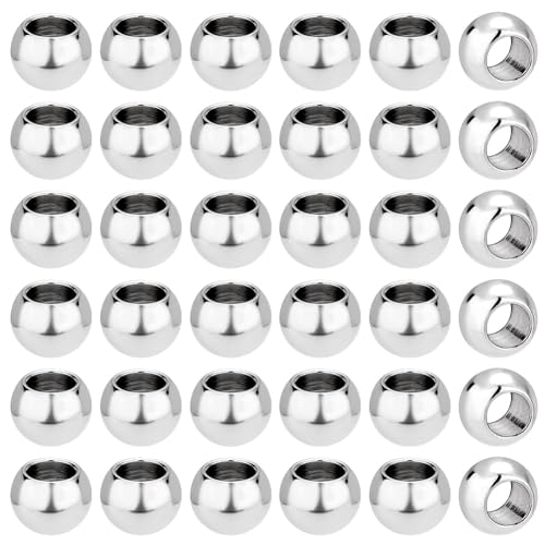PH PandaHall 200 Stück 6mm 304 Edelstahlperlen Runde Abstandsperlen Mit 3.5 mm Loch Metallperlen Zur Schmuckherstellung Große Lochperlen Für DIY Ohrringe Armbänder Halsketten Bastelarbeiten von PH PandaHall