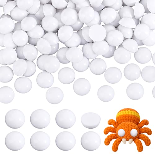 PH PandaHall 200 Stück Cabochons Mit Weißen Augen 12mm Flachrücken Cabochon Flatback Tieraugen Bastelharz Kuppelknopf Für Stofftier Amigurumi Bär von PH PandaHall