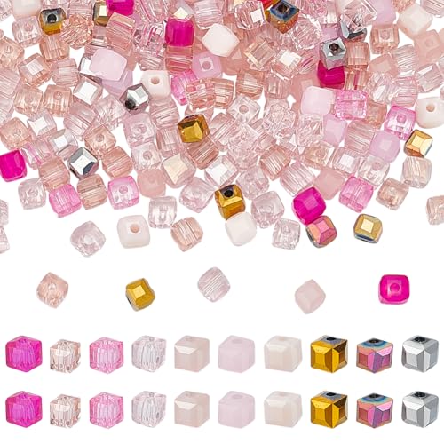PH PandaHall 200 Stück Facettierte Glasperlen 4mm Quadratische Glasperle Rosa Geschliffene Perlen Kristall Abstandshalter Zur Schmuckherstellung Sonnenfänger Hängende Ornamente Loch: 1.2mm PH PandaHall 200 Stück Facettierte Glasperlen 4mm Quadratische Glasperle Rosa Geschliffene Perlen Kristall Abstandshalter Zur Schmuckherstellung Sonnenfänger Hängende Ornamente Loch: 1.2mm von PH PandaHall