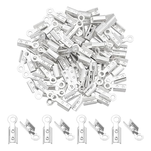 PH PandaHall 200 Stück Falten über Kordel Enden, Silberne Quetschperlen Lederband Endspitzen Messing-Crimp-Enden-Spitzen Schmuck-Verbinder für DIY-Schmuck machen Armband Halskette, 7.5x2.5mm PH PandaHall 200 Stück Falten über Kordel Enden, Silberne Quetschperlen Lederband Endspitzen Messing-Crimp-Enden-Spitzen Schmuck-Verbinder für DIY-Schmuck machen Armband Halskette, 7.5x2.5mm von PH PandaHall