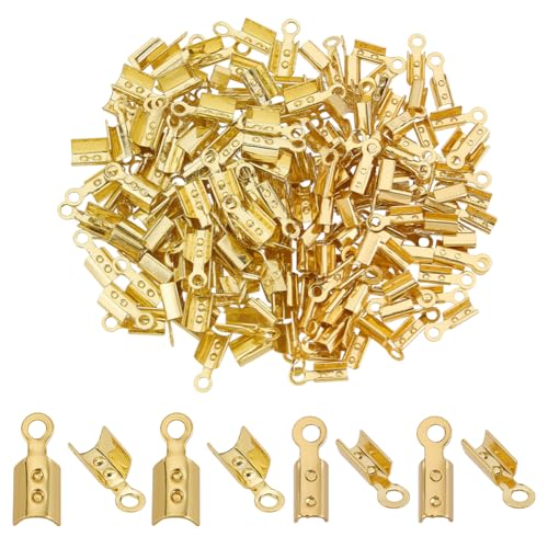PH PandaHall 200 Stück Fold Over Cord Ends, Echte 18K vergoldete Quetschperlen Lederband Endspitzen Messing Crimp Endspitzen Schmuck Verbinder für DIY-Schmuck machen Armband Halskette, 7,5x2,5mm PH PandaHall 200 Stück Fold Over Cord Ends, Echte 18K vergoldete Quetschperlen Lederband Endspitzen Messing Crimp Endspitzen Schmuck Verbinder für DIY-Schmuck machen Armband Halskette, 7,5x2,5mm von PH PandaHall