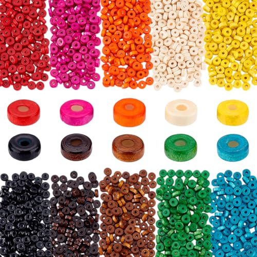 PH PandaHall 2000 Stück 10 Farben Holzperlen 8x3mm Holzperlen Flache Perlen Lose Perlen Abstandsperlen Rondellperlen Für Armbänder Halsketten Schmuckherstellung PH PandaHall 2000 Stück 10 Farben Holzperlen 8x3mm Holzperlen Flache Perlen Lose Perlen Abstandsperlen Rondellperlen Für Armbänder Halsketten Schmuckherstellung von PH PandaHall
