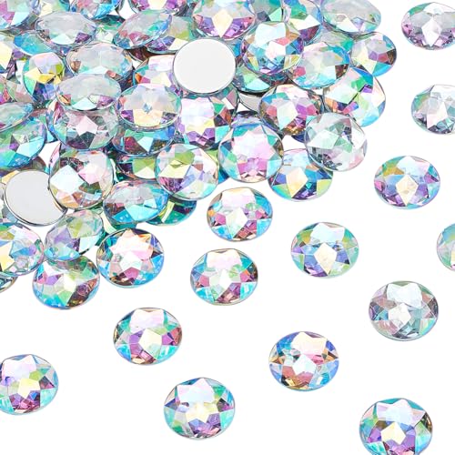 PH PandaHall 200PCS Kristall Strasssteine Flache runde AB-Acryl-Edelsteine Glitter Edelsteine Große Diamanten für DIY-Schmuck machen Hochzeit Kunst Handwerk Dekorationen Kleidung Schuhe 25mm von PH PandaHall