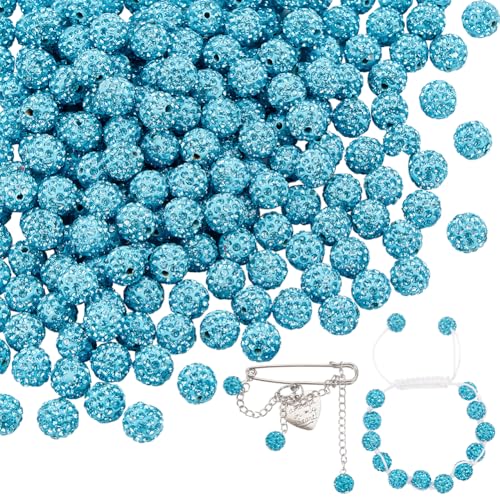 PH PandaHall 200pcs Strass Perlen 10mm Kristall-Perlen Disco Ball Perlen Polymer Clay Perlen Glitter Perlen für Freundschaftsarmband Halskette Ohrring Schmuck machen, Aquamarin PH PandaHall 200pcs Strass Perlen 10mm Kristall-Perlen Disco Ball Perlen Polymer Clay Perlen Glitter Perlen für Freundschaftsarmband Halskette Ohrring Schmuck machen, Aquamarin von PH PandaHall