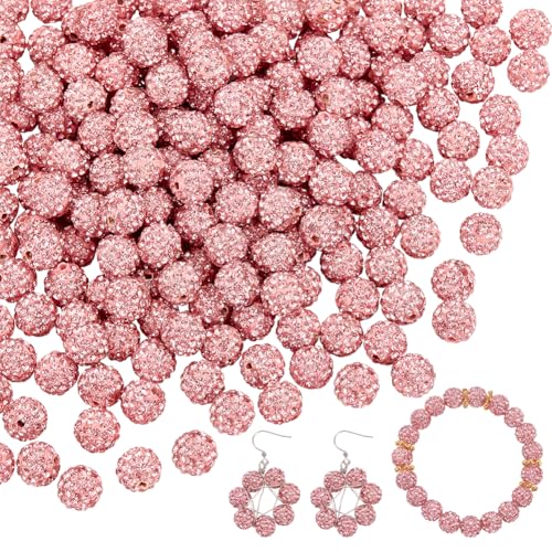 PH PandaHall 200pcs Strass Perlen 10mm Kristall-Perlen Disco Ball Perlen Polymer Clay Perlen Glitter Perlen für Freundschaftsarmband Halskette Ohrring Schmuck machen, Light Rose PH PandaHall 200pcs Strass Perlen 10mm Kristall-Perlen Disco Ball Perlen Polymer Clay Perlen Glitter Perlen für Freundschaftsarmband Halskette Ohrring Schmuck machen, Light Rose von PH PandaHall