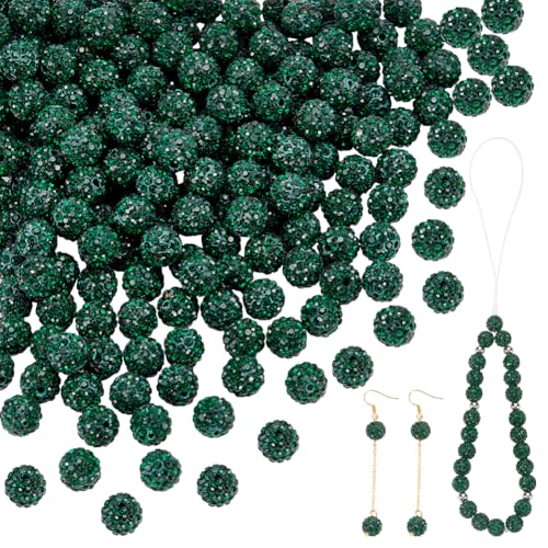 PH PandaHall 200pcs Strass Perlen 10mm Kristall-Perlen Disco Ball Perlen Polymer Clay Perlen Glitter Perlen für Freundschaftsarmband Halskette Ohrring Schmuck machen, Smaragd PH PandaHall 200pcs Strass Perlen 10mm Kristall-Perlen Disco Ball Perlen Polymer Clay Perlen Glitter Perlen für Freundschaftsarmband Halskette Ohrring Schmuck machen, Smaragd von PH PandaHall