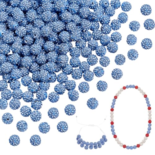 PH PandaHall 200pcs Strass Perlen 10mm Kristall-Perlen Disco Ball Perlen Polymer Clay Perlen für Freundschaftsarmband Halskette Ohrring Schmuck machen, Light Sapphire PH PandaHall 200pcs Strass Perlen 10mm Kristall-Perlen Disco Ball Perlen Polymer Clay Perlen für Freundschaftsarmband Halskette Ohrring Schmuck machen, Light Sapphire von PH PandaHall