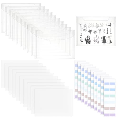 PH PandaHall 20Pcs PVC Lagerung beutel Aufbewahrungsbeutel Mit Panels 13x18cm Aufbewahrungstasche Transparente Scrapbooking Aufbewahrungsumschläge Für DIY Scrapbooking Briefmarken von PH PandaHall