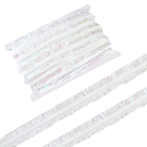 PH PandaHall 20m Dehnbare Buntes Doppel-Rüschen Spitze Bändchen 30mm Organza Rüschen Falten Spitzstoffstreifen Zum Nähen Von Kleidern Dekoration Geschenkverpackung von PH PandaHall