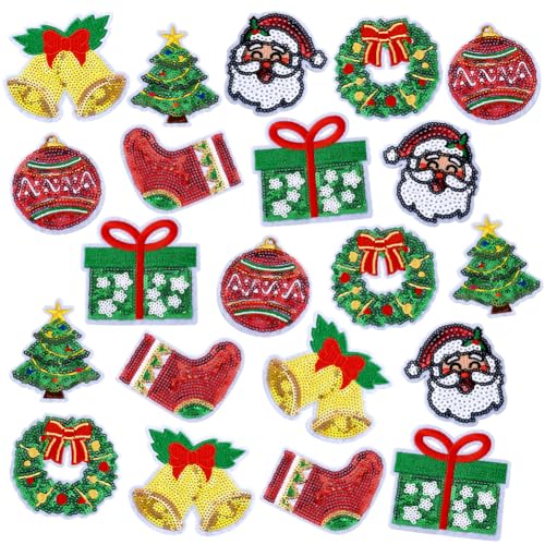 PH PandaHall 21 Stück Weihnachtsaufnäher 7 Stile Weihnachtspatches Weihnachtsmann Weihnachtsbaum Socken Kranz Ball Geschenkbox Glocke Patches Für Kleidersäcke PH PandaHall 21 Stück Weihnachtsaufnäher 7 Stile Weihnachtspatches Weihnachtsmann Weihnachtsbaum Socken Kranz Ball Geschenkbox Glocke Patches Für Kleidersäcke von PH PandaHall