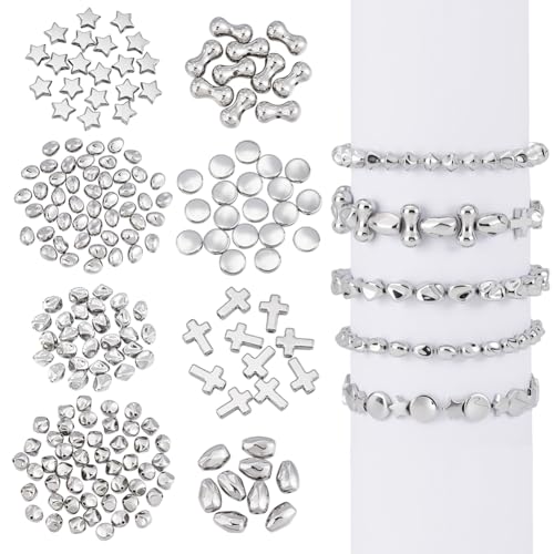 PH PandaHall 210 Stück 8 Stile Metallic Perlen 8~16mm Unregelmäßige Kunststoffperlen Bastelperlen Abstandsperlen Für DIY Halsketten Armbänder Ohrringe Basteln Schmuck von PH PandaHall