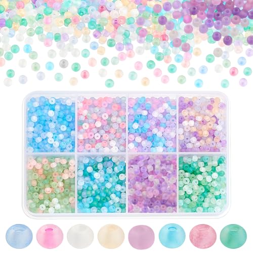 PH PandaHall 2104 Stück 3mm Perlen zum Auffädeln 8 Bonbonfarbene Rocailles Milchglasperlen Transparente Runde Perlen Mini Abstandsperlen Taillenperlen Für Armbändern Halsketten Und Schmuck PH PandaHall 2104 Stück 3mm Perlen zum Auffädeln 8 Bonbonfarbene Rocailles Milchglasperlen Transparente Runde Perlen Mini Abstandsperlen Taillenperlen Für Armbändern Halsketten Und Schmuck von PH PandaHall
