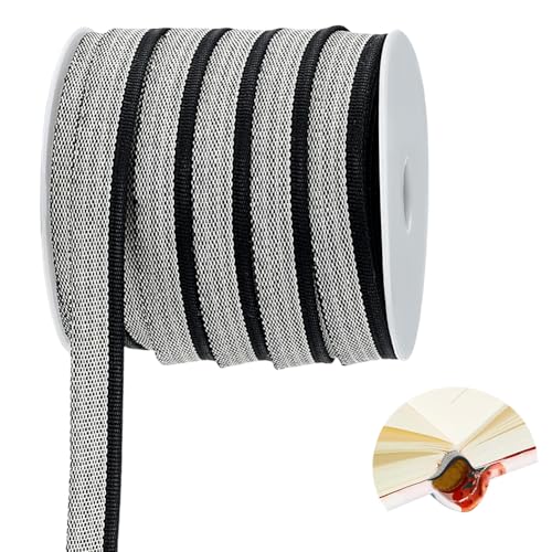 PH PandaHall 22.8m Buchbinde-Stirnbänder Buchbinde-Endbänder Buchbindeband Stoff Schwarz Buch-Stirnband Buchreparaturband für Buchdekor Reparatur Buchbindezubehör 13mm breit von PH PandaHall