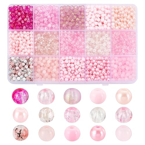 PH PandaHall 2250 Stück 15 Farben rosa Perlen 4 mm Glas-Rocailles-Perlen Valentinsperlen Mini-Abstandshalter Perlen Feder-Taillenperlen Armbandherstellungs-Kit sortierte Bastelperlen für PH PandaHall 2250 Stück 15 Farben rosa Perlen 4 mm Glas-Rocailles-Perlen Valentinsperlen Mini-Abstandshalter Perlen Feder-Taillenperlen Armbandherstellungs-Kit sortierte Bastelperlen für von PH PandaHall