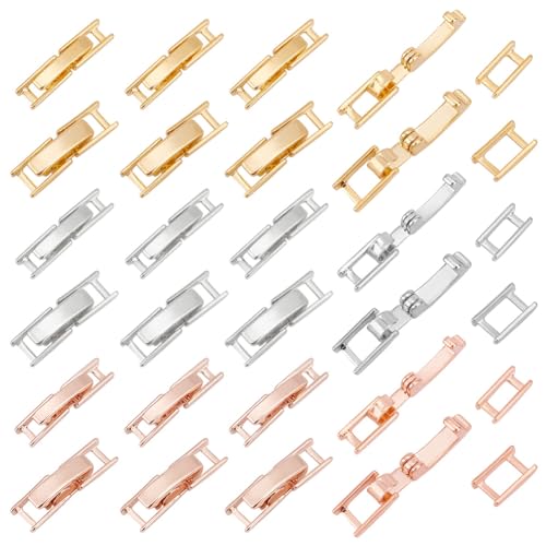 PH PandaHall 24 Stück 2 Größen 18 Karat Vergoldete Halskettenverlängerung 3 Farben Armband Extender Foldover Verlängerung Schmuck Verschlüsse Für DIY Schmuck Handwerk Machen von PH PandaHall