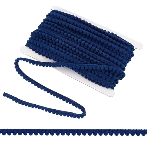 PH PandaHall 24 Yards Blaue Ballfranse 3/8 Zoll (10mm) Breites Spitzenband Zum Nähen Pom Pom Besatz Für Vorhänge Kissen Kleidung DIY Basteln Weihnachtsfeier von PH PandaHall