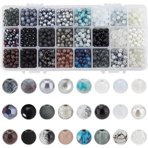 PH PandaHall 24 farbige 6 mm Perlen für die Schmuckherstellung, 1440 Stück schwarzweiße runde Abstandhalter lose Perlen für Armbänder, Halsketten und Ohrringe Schmuckherstellung PH PandaHall 24 farbige 6 mm Perlen für die Schmuckherstellung, 1440 Stück schwarzweiße runde Abstandhalter lose Perlen für Armbänder, Halsketten und Ohrringe Schmuckherstellung von PH PandaHall